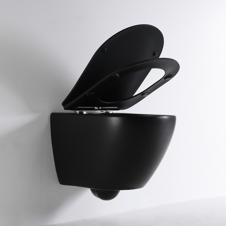 Matte Black Wall-Hung Toilet – Minimalist Design & Water-Saving Flush