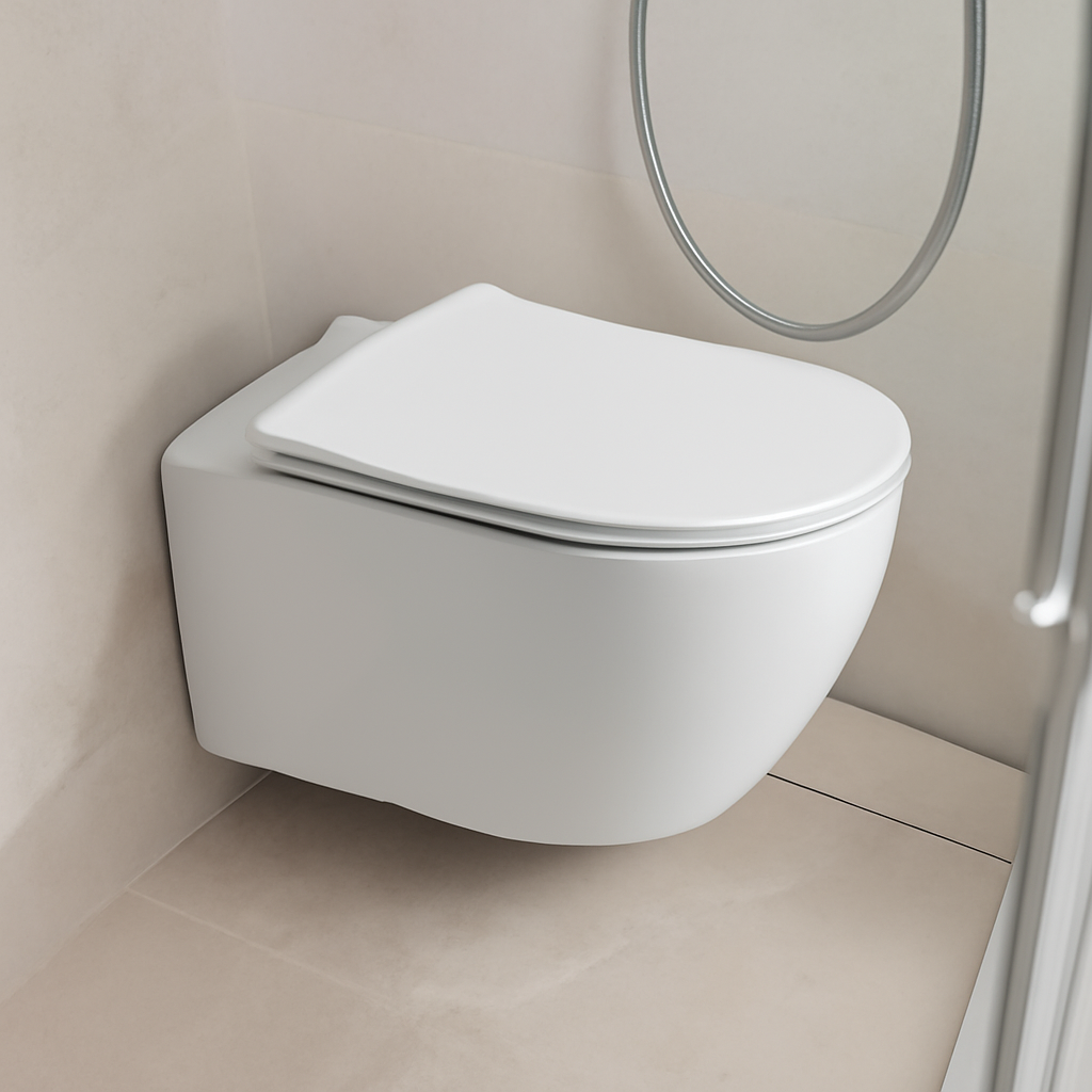 BEFEN 2416D Modern simple wall-mounted water-saving toilet, ceramic silent slow-falling lid, household and commercial universal type