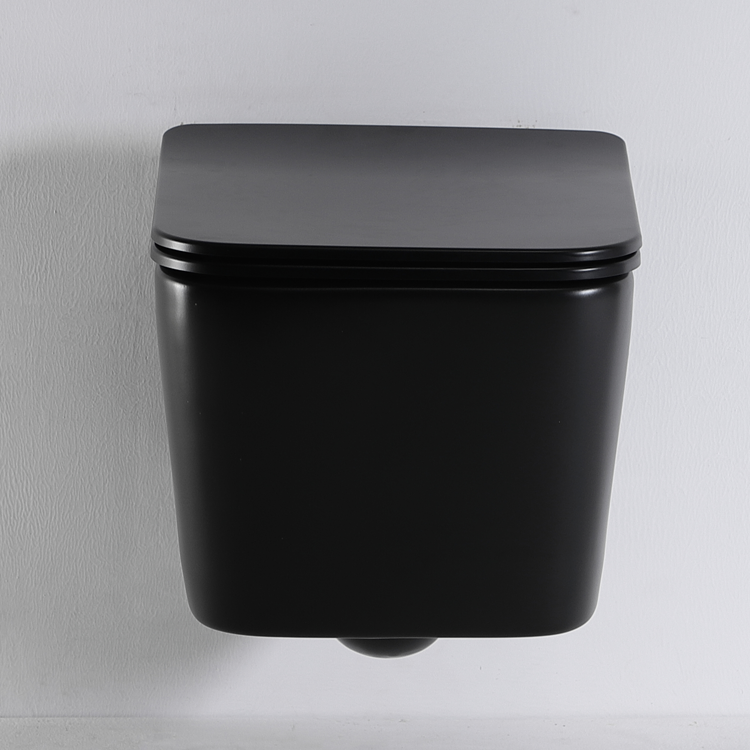 BF 2467DB-MATT Matte Black Wall-Hung Ceramic Toilet with Soft-Close Lid & Anti-Stain Surface