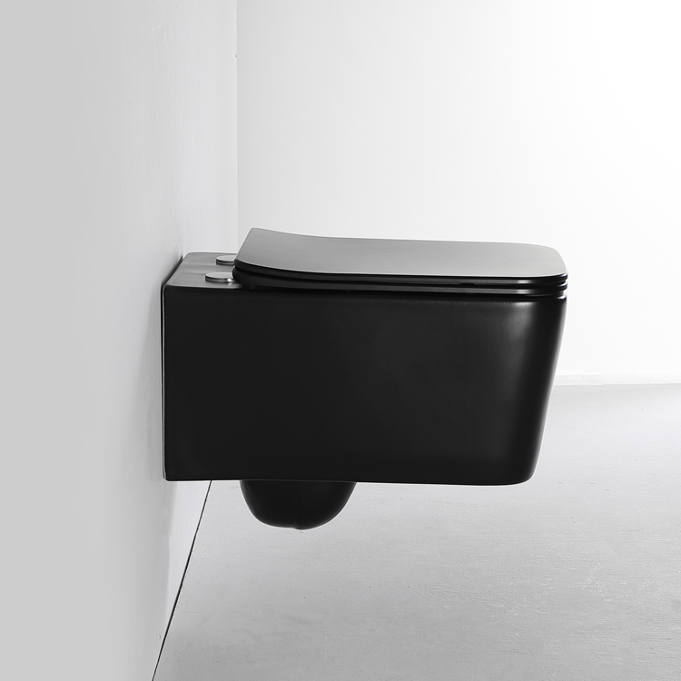 BF 2467DB-MATT Matte Black Wall-Hung Ceramic Toilet with Soft-Close Lid & Anti-Stain Surface