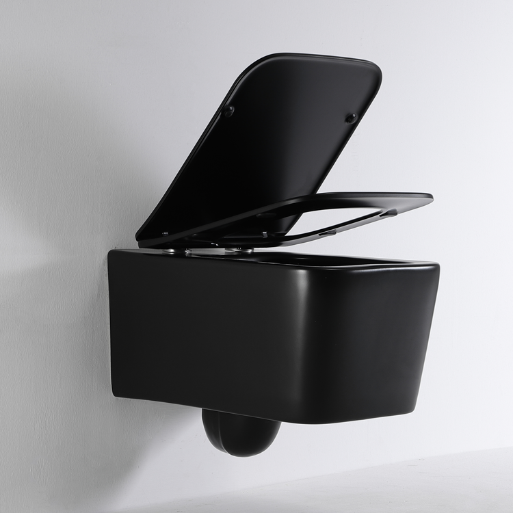 BF 2467DB-MATT Matte Black Wall-Hung Ceramic Toilet with Soft-Close Lid & Anti-Stain Surface