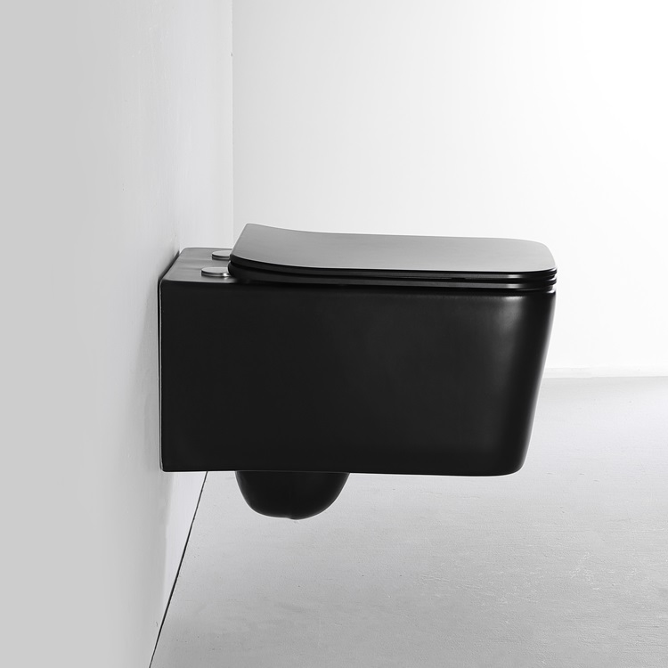 BF2467DB-MATT Wall-Hung Toilet | Rimless | Space-Saving | Matt Black Ceramic WC