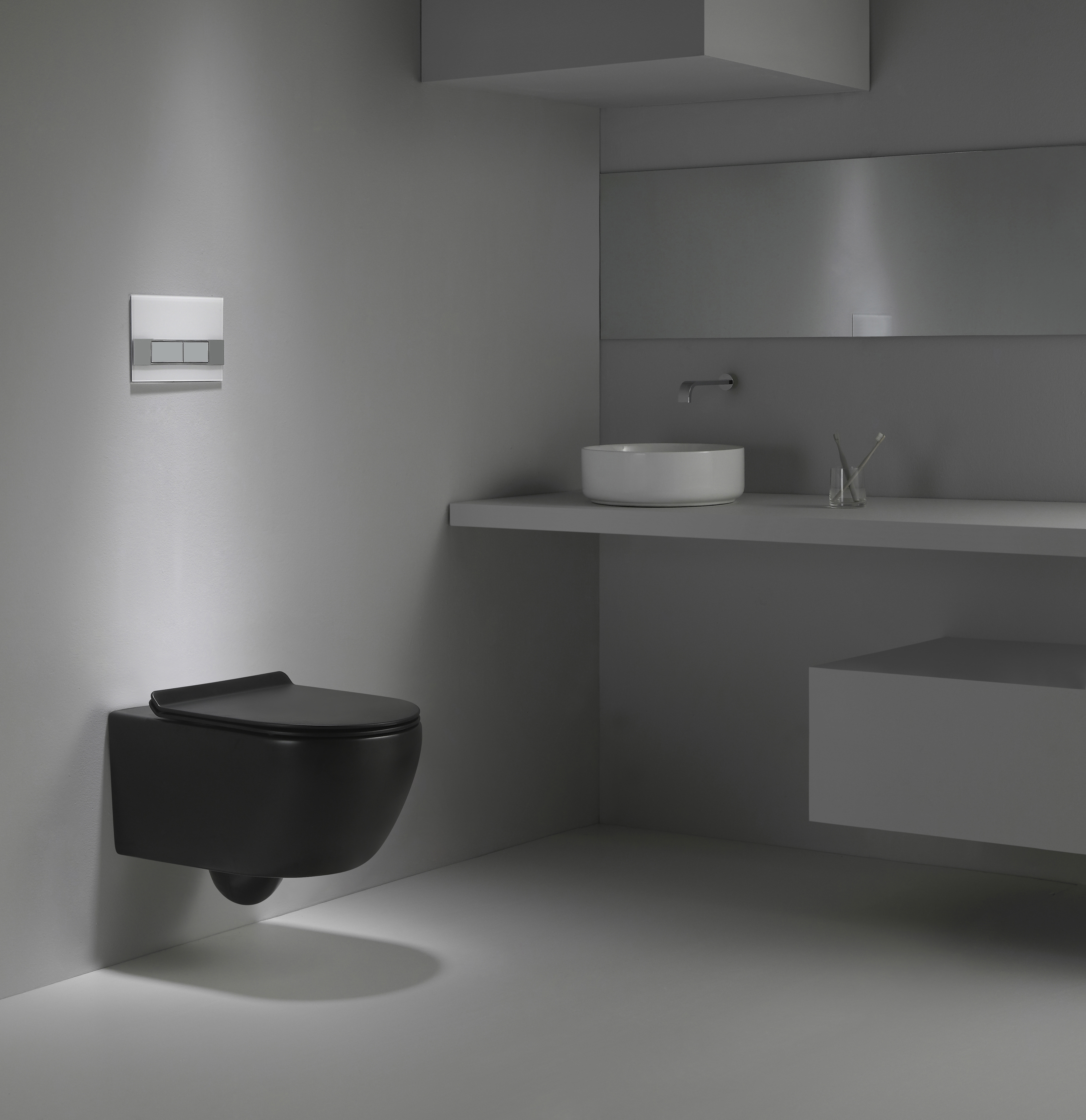 2468AB-MATT Matt Black Rimless Wall Hung Toilet - Modern Minimalist Suspended WC