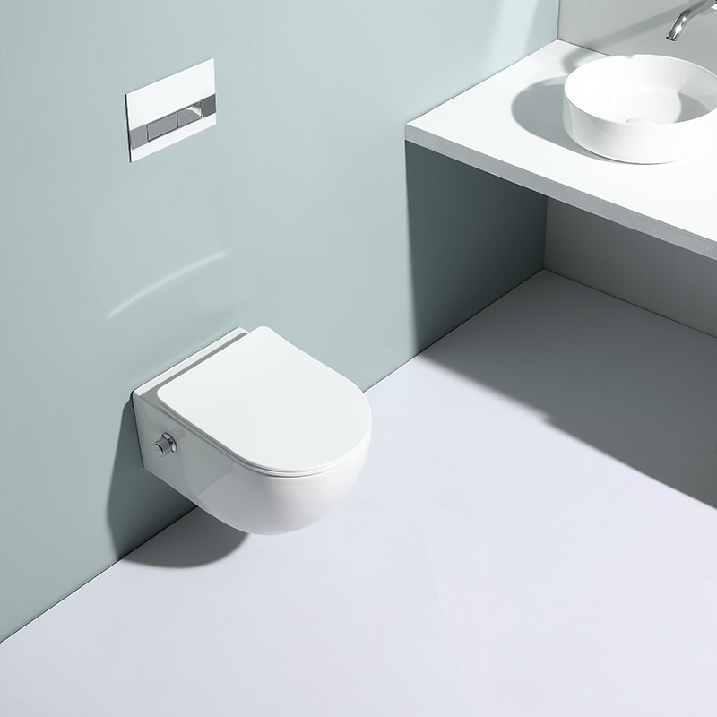 BF 2468D-BD Minimalist Wall-Hung Ceramic Toilet with Soft-Close Lid & Anti-Stain Glaze