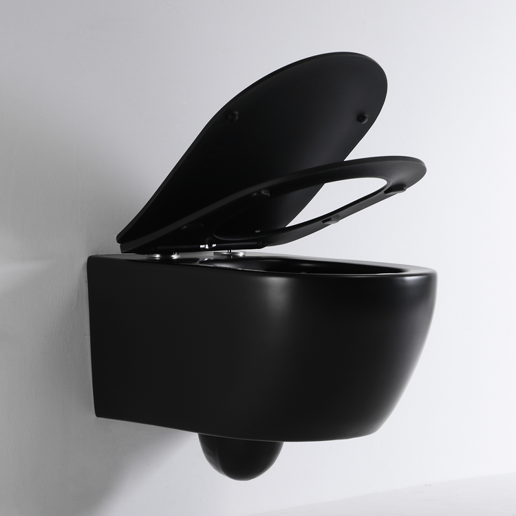 BF2468DB-MATT Matte Black Wall Hung Toilet – Modern Ceramic WC with Anti-Stain Finish