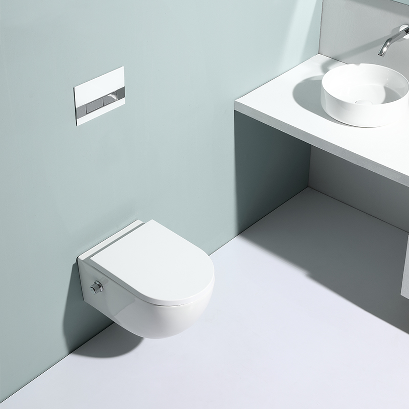 BF2468 Wall Hung Toilet Ceramic Washdown & Rimless Bathroom WC with Soft Close UF Seat