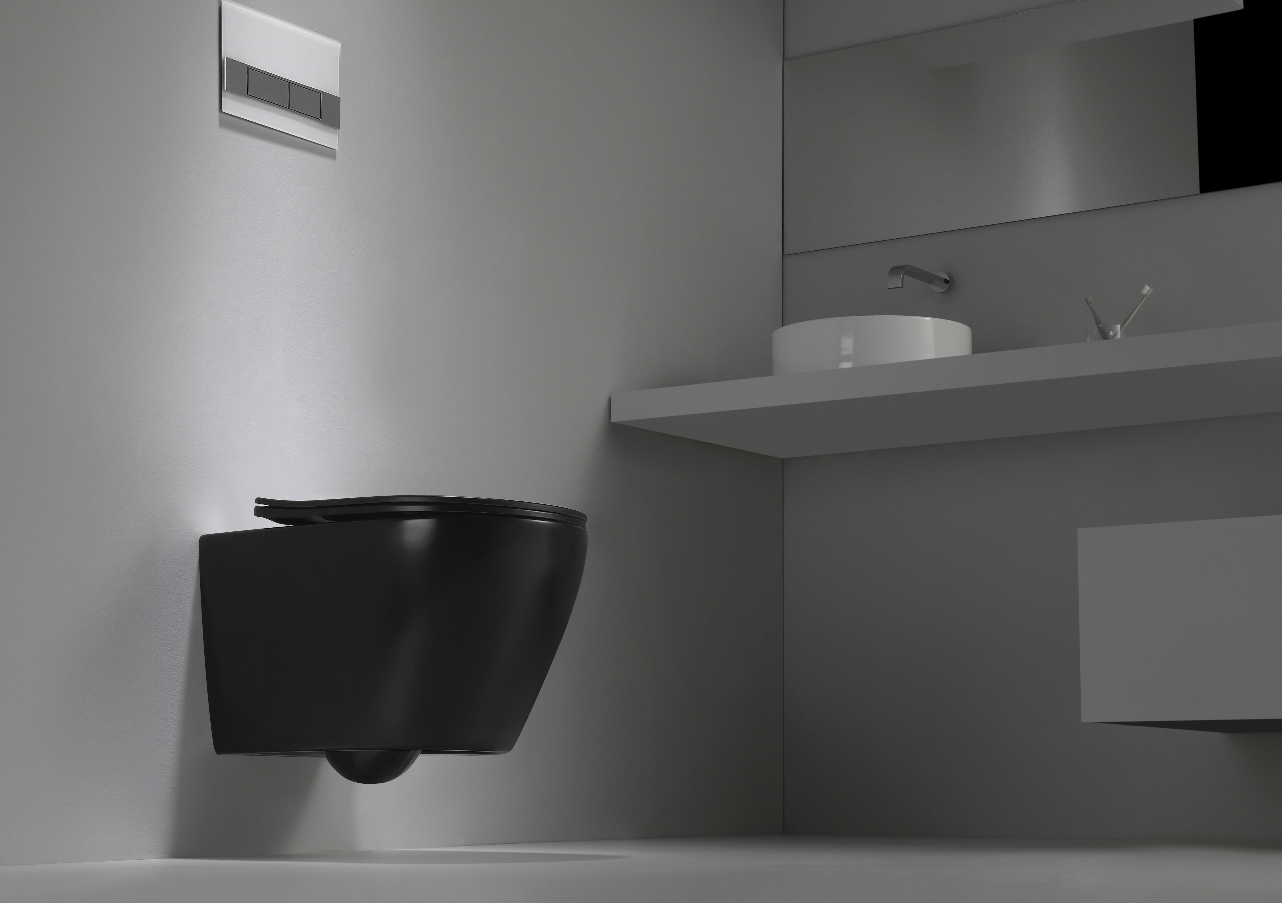 2476DB-MATT Toilette Suspendue Sans Bride Noire Mate – Design Moderne & Épuré