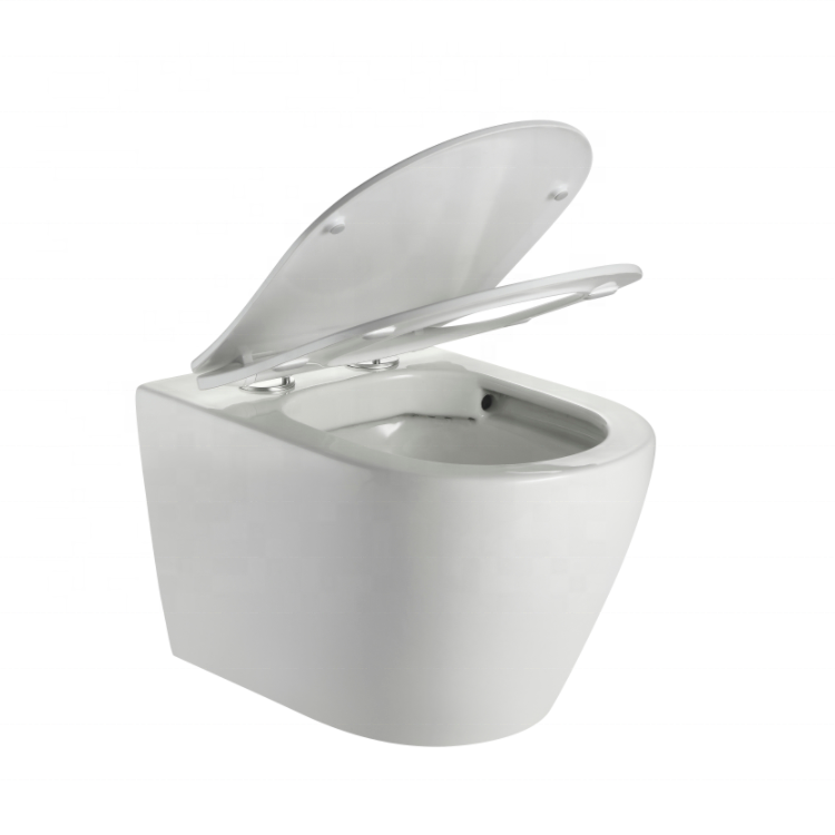 BF2476D Toilette Murale Design Moderne en Céramique – Abattant Amorti, Forme Arrondie, Gain de Place