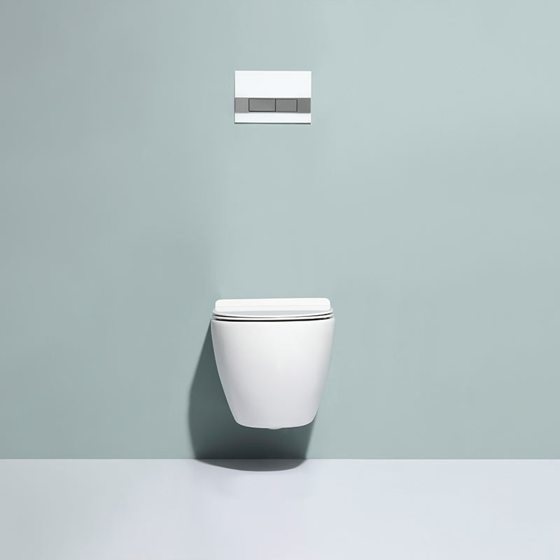 Wall-Mounted Rimless Ceramic Toilet BF2479A – Dual-Flush, Soft Closing Seat, White