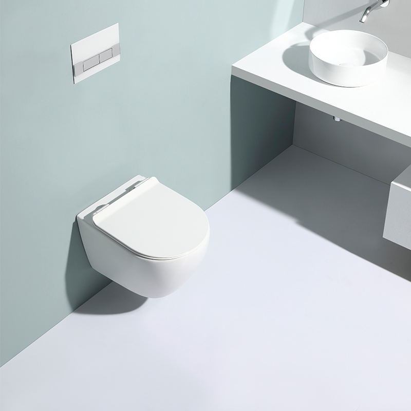 Wall-Mounted Rimless Ceramic Toilet BF2479A – Dual-Flush, Soft Closing Seat, White