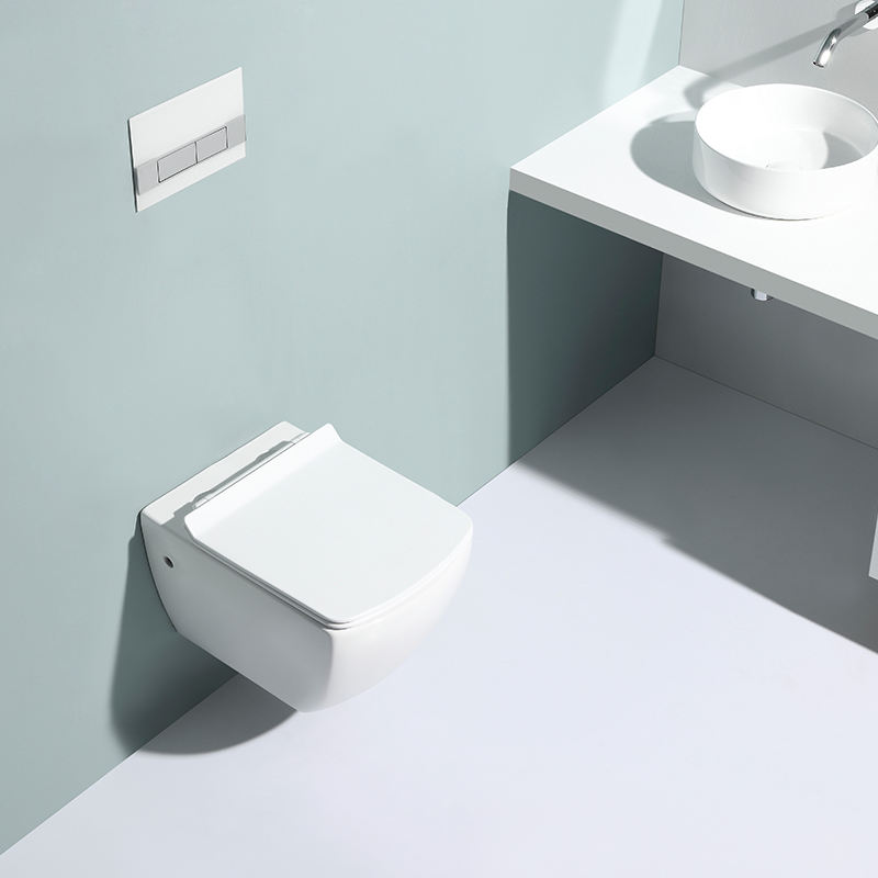 Square Wall-Mounted Dual Flush Toilet BF2496 for Bathroom