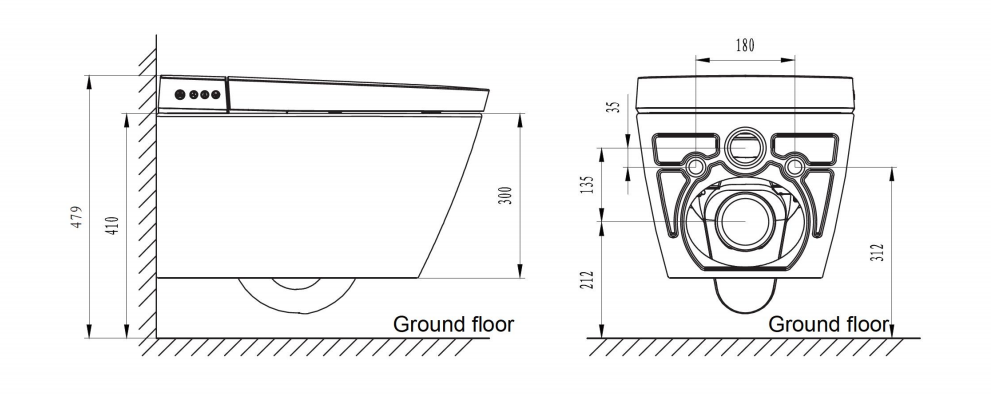 BF2497 Intelligente Wandtoilette mit modernen Funktionen
