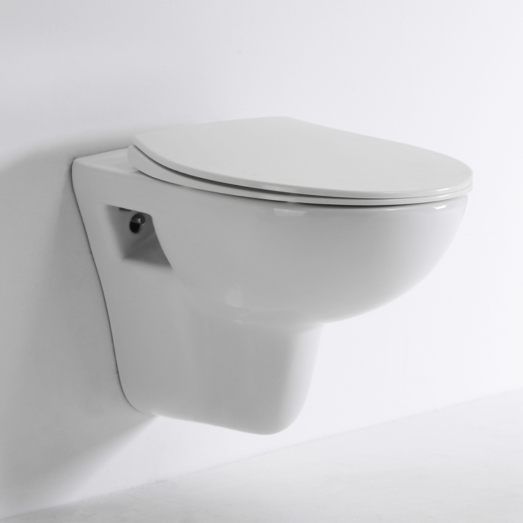 Modern Ceramic Wall Hung Toilet 500mm Soft Close Seat Washdown Flush Bathroom WC