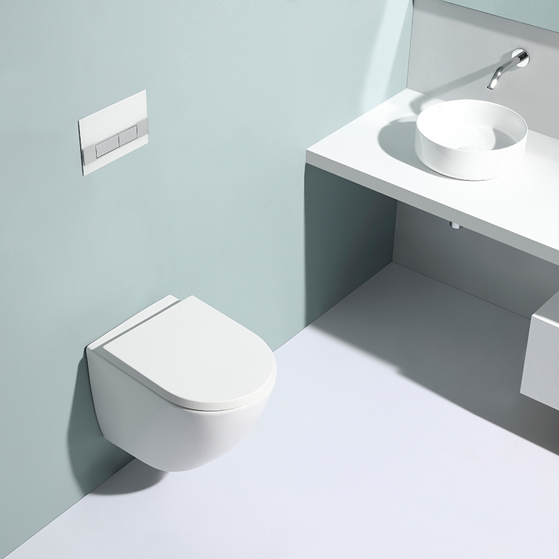 Modern Rimless Wall Hung Toilet Ceramic Washdown Bathroom WC Soft Close BF2469