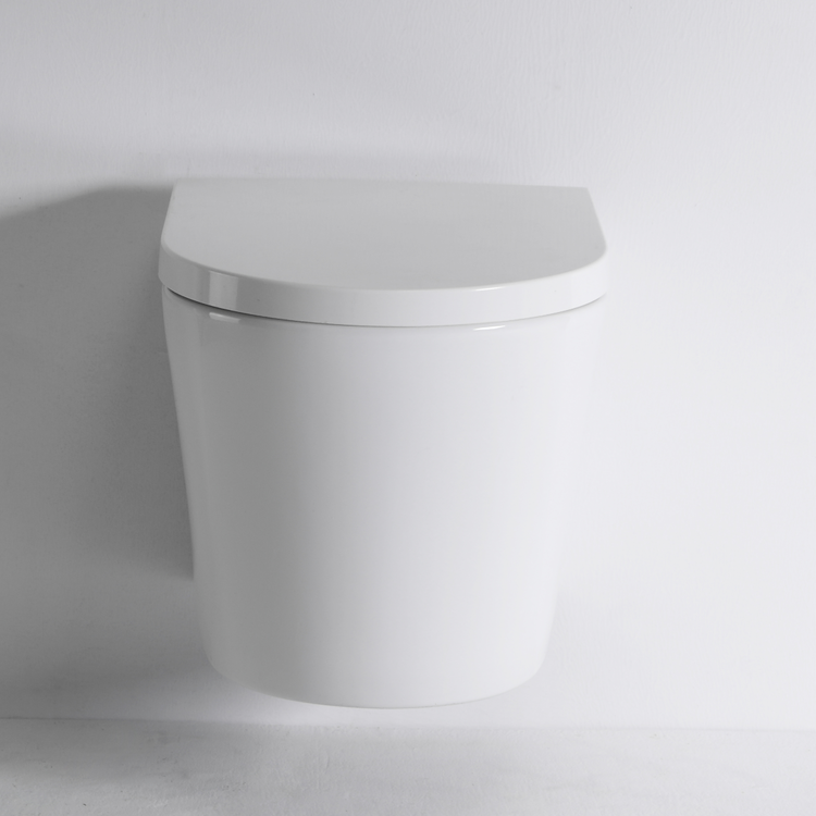 Rimless Wall Hung Toilet BF2422 – Glossy White Ceramic, Dual Flush, Self-Cleaning, CE Certified