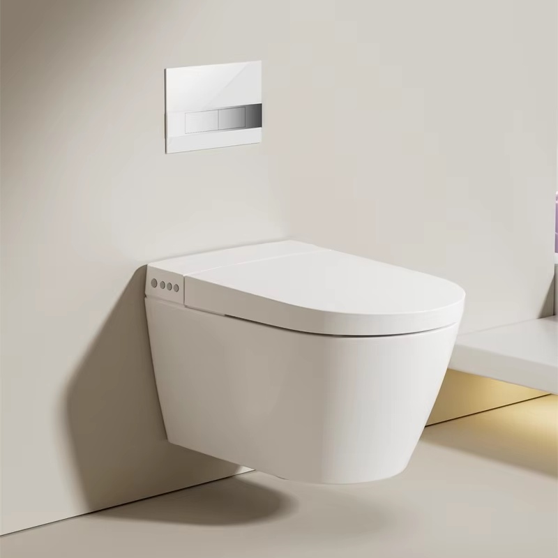 Smart Wall-Hung Toilet with LED, Remote Control & Bidet – Quiet, Space-Saving, and Hygienic