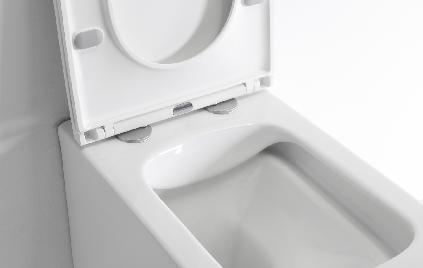 BF2440D Wall Hung Toilet - Square Modern Rimless WC with Soft Close Seat