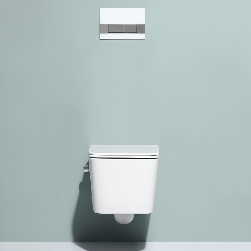 Rimless Wall Hung Toilet with Bidet Function – Model BF2467D-BD, Space-Saving Ceramic Toilet with Nano Coating
