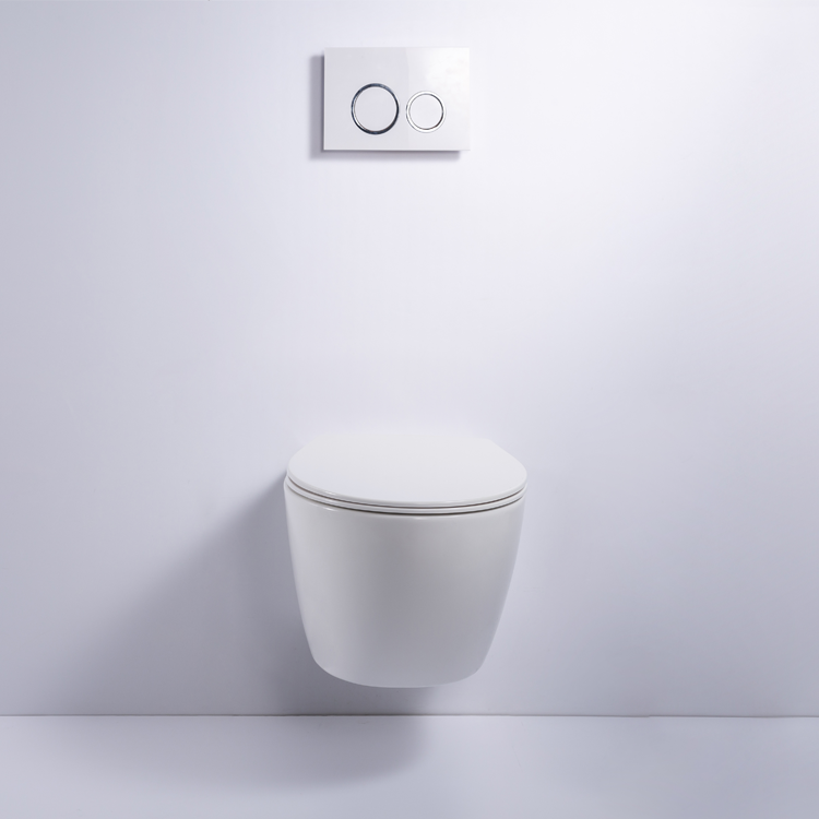 Rimless Wall-Hung Toilet – Dual Flush, Self-Cleaning Glaze