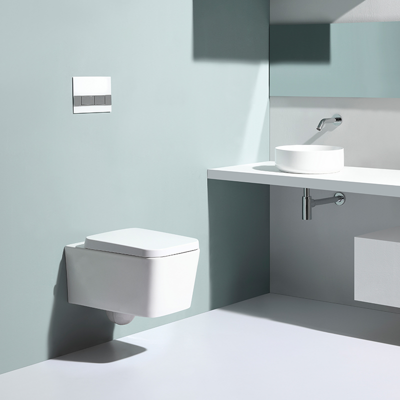 Rimless Wall-Hung Toilet BF2467 – 3/6L Washdown Flush, Self-Cleaning Ceramic, Soft Close UF Seat, CE ROHS Certified