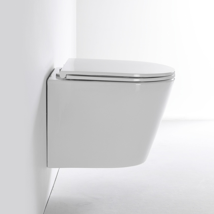 BF2422E Wall Hung Toilet – Modern Rimless White Ceramic Toilet