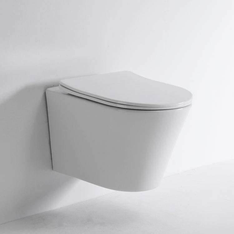 Wandhängendes Rimless WC BF2419D – Glänzend Weiß, Gravity Spülung, Soft-Close UF Deckel