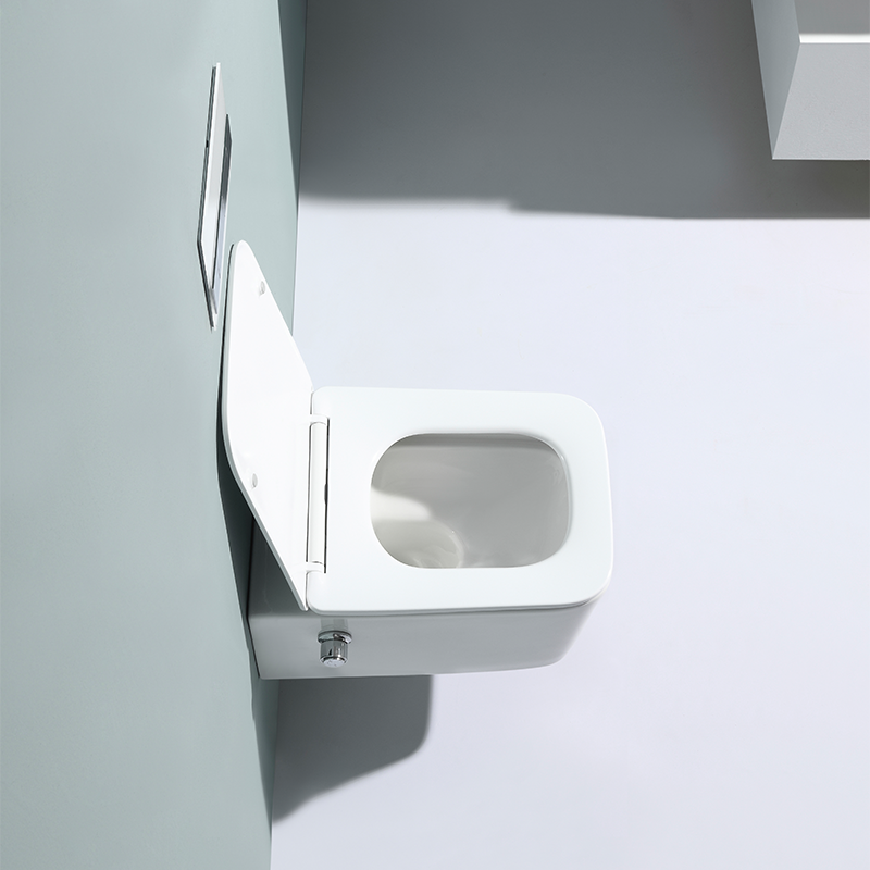 Rimless Wall Hung Toilet with Bidet Function – Model BF2467D-BD, Space-Saving Ceramic Toilet with Nano Coating