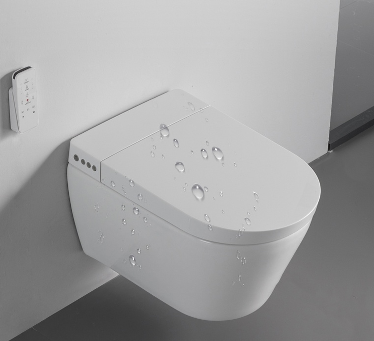 Smart Wall-Hung Toilet 2497 with Auto Flush, Heated Seat, Dryer, and Remote Control