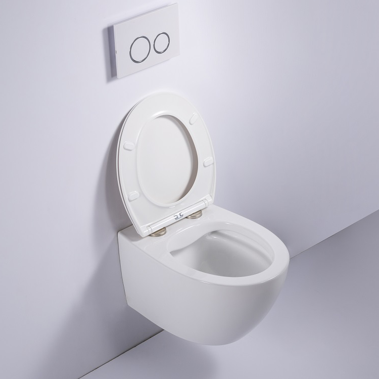 Rimless Wall-Hung Toilet – Dual Flush, Self-Cleaning Glaze