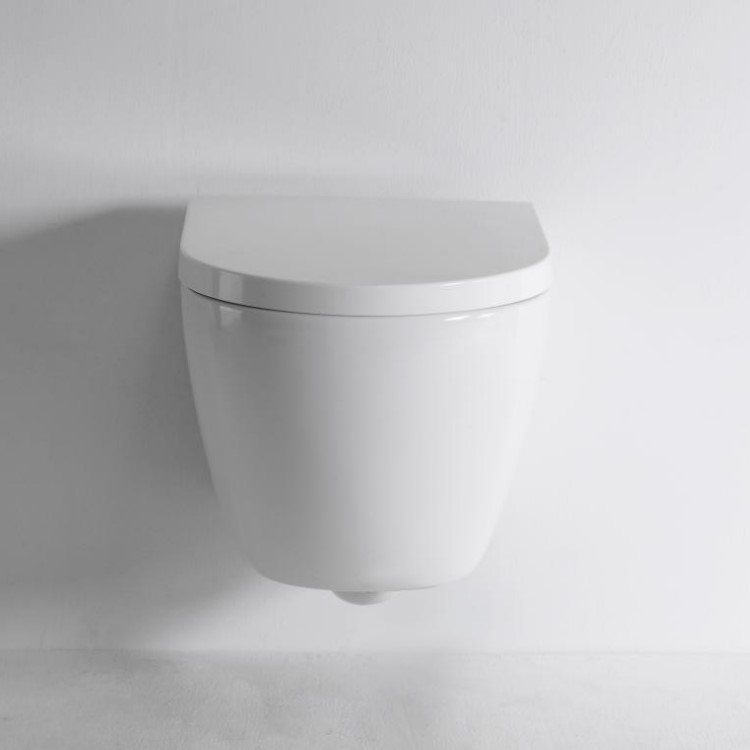 Wall-Hung Toilet BF2418 - Dual Flush Ceramic Toilet with Soft Close UF Seat Cover