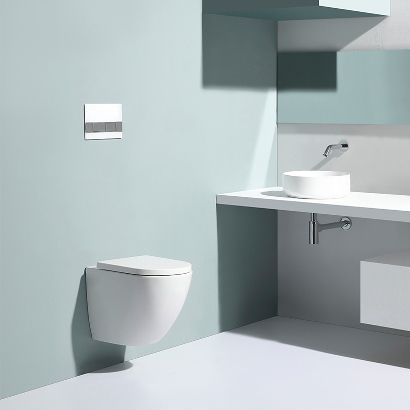 BF2469 Wall Hung Toilet – Rimless Oval Ceramic Toilet with Dual Flush