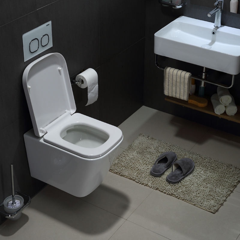 BF2470 - Compact Wall Hung Toilet with Square Soft Close Seat