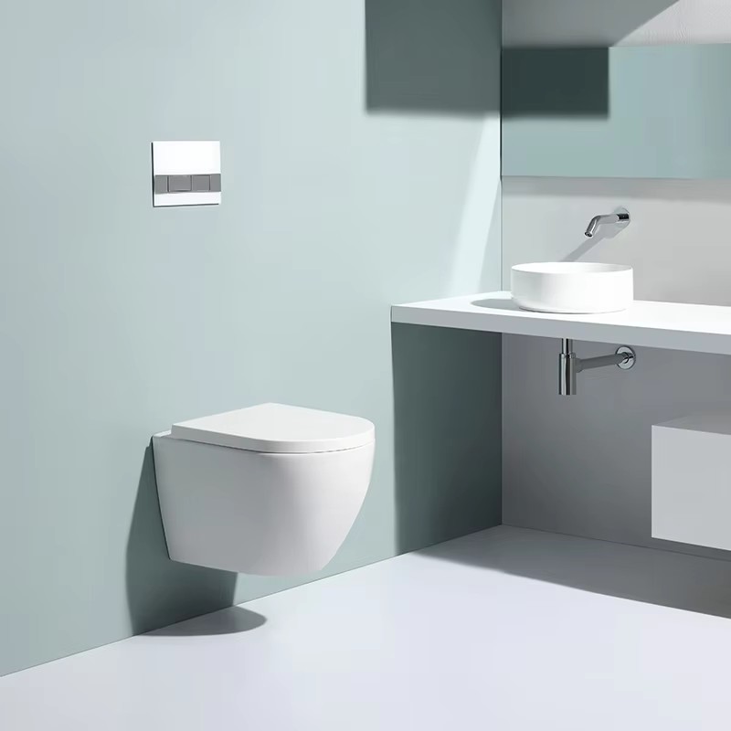 Modern Wall-Hung Rimless Ceramic Toilet Compact Dual Flush WC