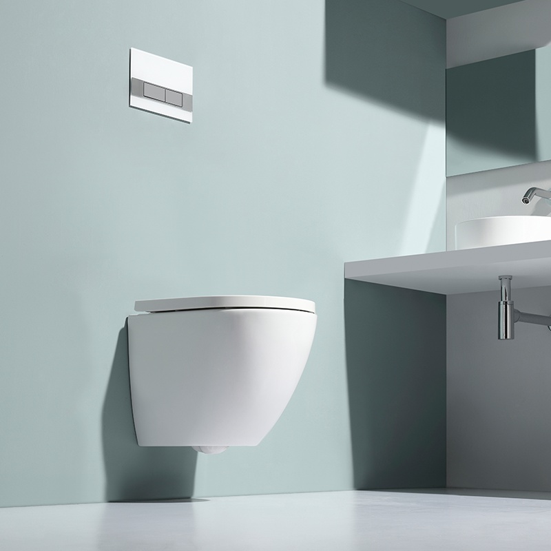 BF2469 Wall Hung Toilet – Rimless Oval Ceramic Toilet with Dual Flush