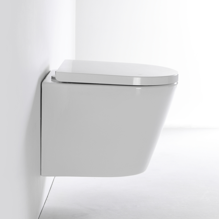 Rimless Wall Hung Toilet BF2422 – Glossy White Ceramic, Dual Flush, Self-Cleaning, CE Certified
