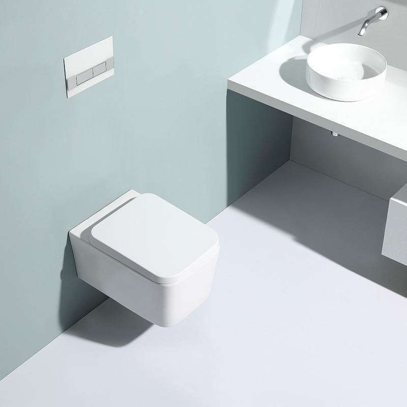 Rimless Wall-Hung Toilet BF2467 – 3/6L Washdown Flush, Self-Cleaning Ceramic, Soft Close UF Seat, CE ROHS Certified
