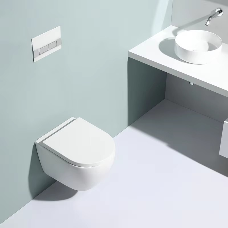 Modern Wall-Hung Rimless Ceramic Toilet Compact Dual Flush WC