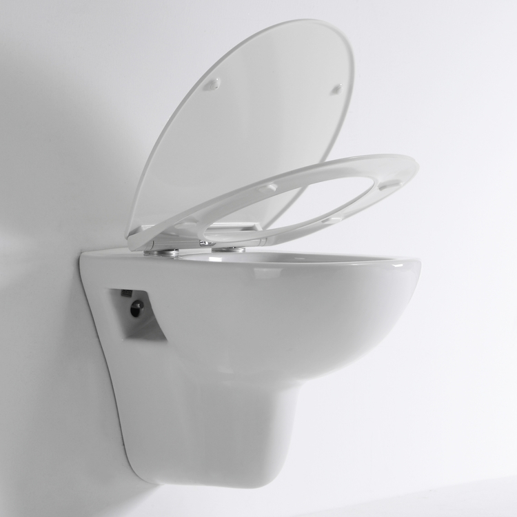 Modern Ceramic Wall Hung Toilet 500mm Soft Close Seat Washdown Flush Bathroom WC