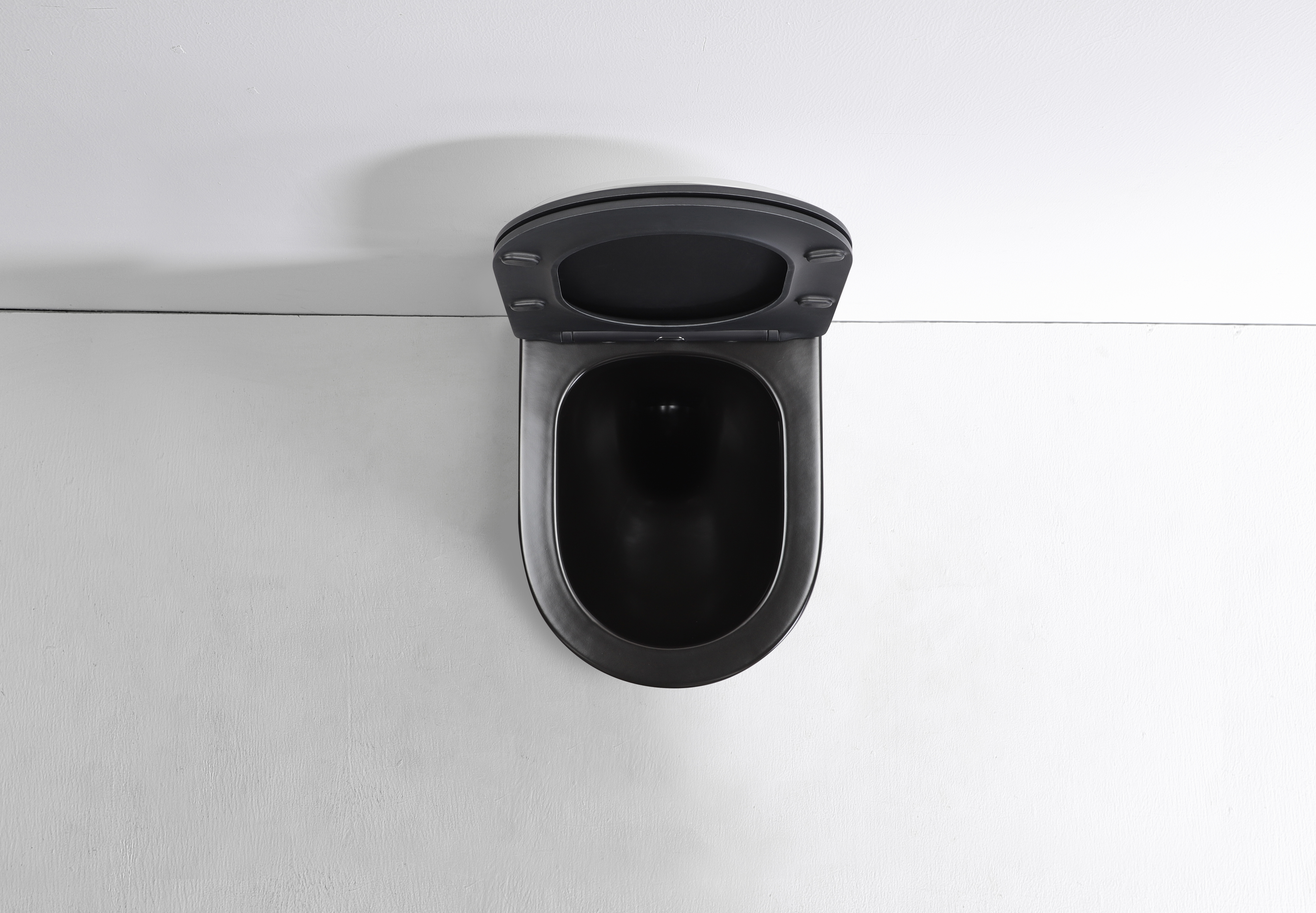 Matte Black Wall-Hung Toilet | Round Front Minimalist Floating Toilet (Model 2476)