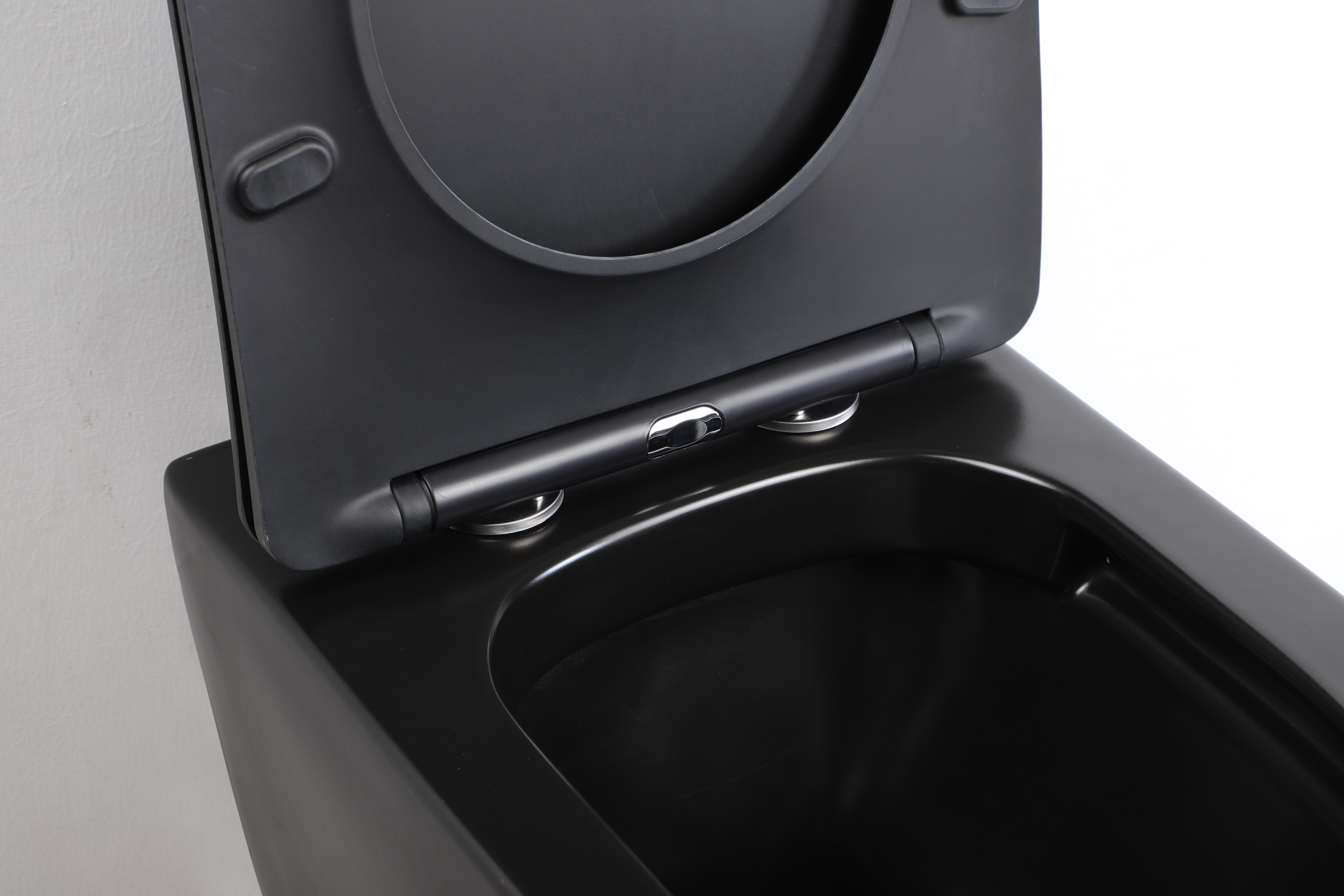 Matte Black Wall-Hung Toilet | Round Front Minimalist Floating Toilet (Model 2476)
