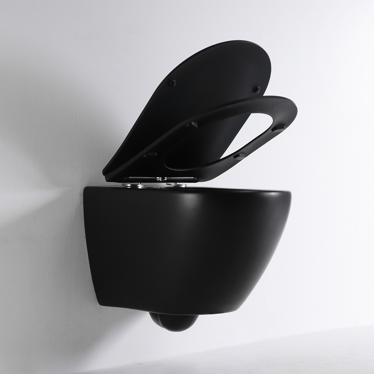 Modern Compact Wall Hung Toilet – Matte Black Vortex Dual Flush Space Saving WC