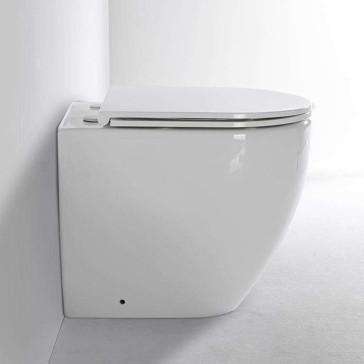 Modern Wall Hung Rimless Toilet BF2518 Ceramic Soft Close Seat Bathroom WC