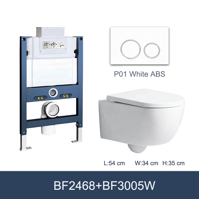 Rimless Wall Hung Toilet BF2468 Ceramic WC 540×360×350mm Nano Coating UF Seat