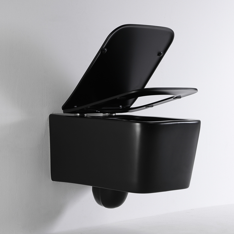 Rimless Wall Hung Ceramic Toilet Washdown WC Slim UF Seat Modern Bathroom