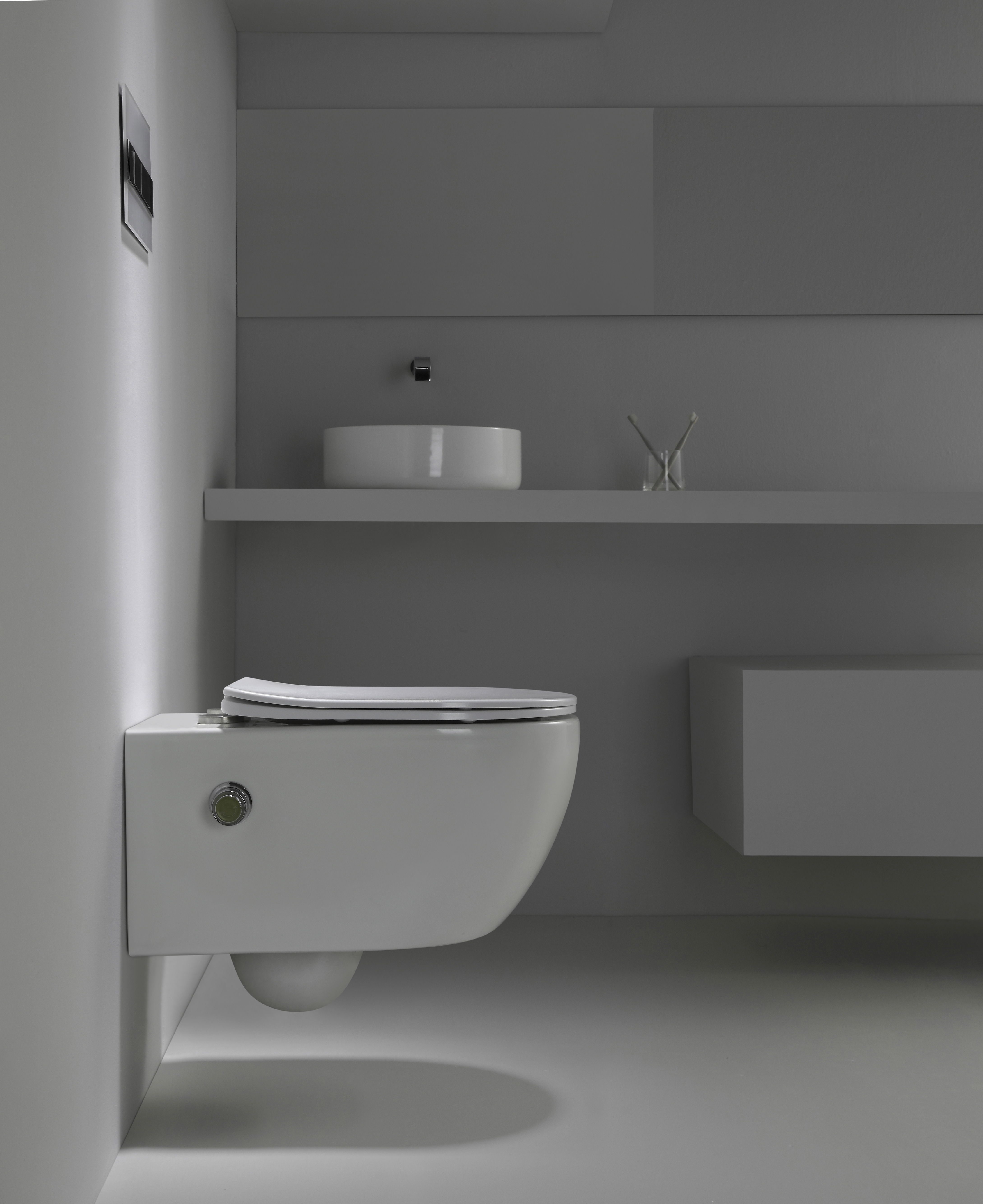 2468D-BD Rimless Wall Hung Toilet with Built-in Bidet Spray - Compact Hygienic Suspended WC