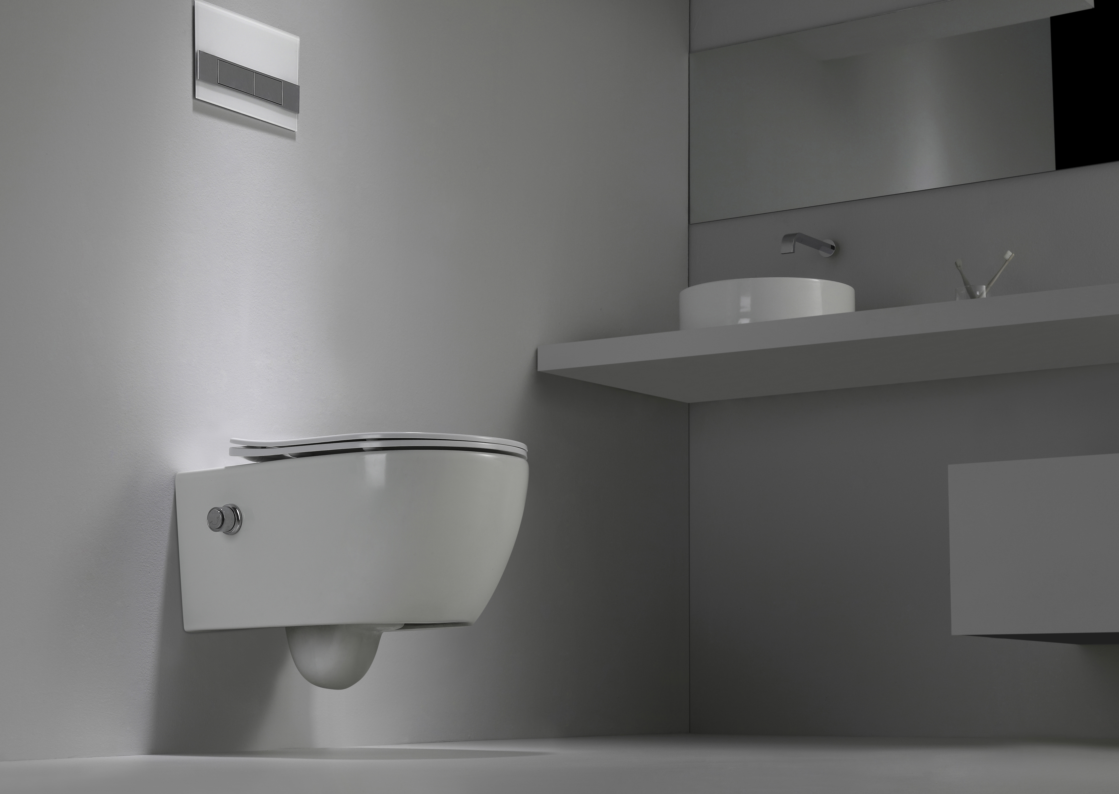 2468D-BD Rimless Wall Hung Toilet with Built-in Bidet Spray - Compact Hygienic Suspended WC