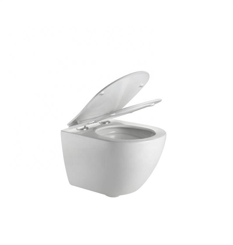 Compact Wall Hung Toilet 2418A – Minimalist Ceramic WC with Quiet Soft Close Seat