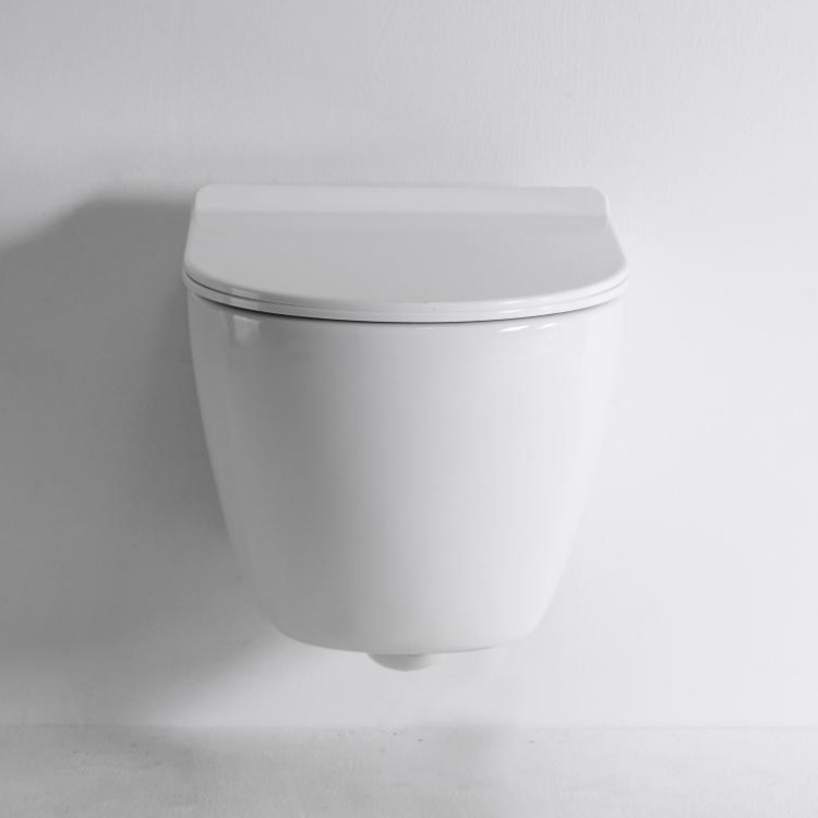 Compact Wall Hung Toilet 2418A – Minimalist Ceramic WC with Quiet Soft Close Seat