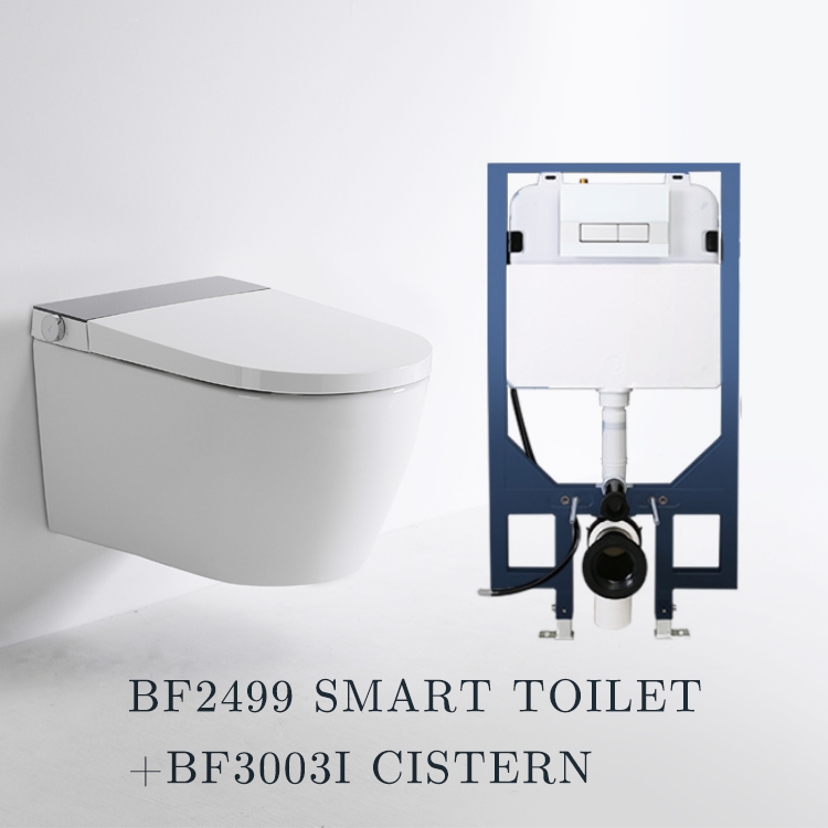 BF2499 WC Suspendu en Céramique avec Revêtement Antibactérien – Design Moderne et Gain de Place