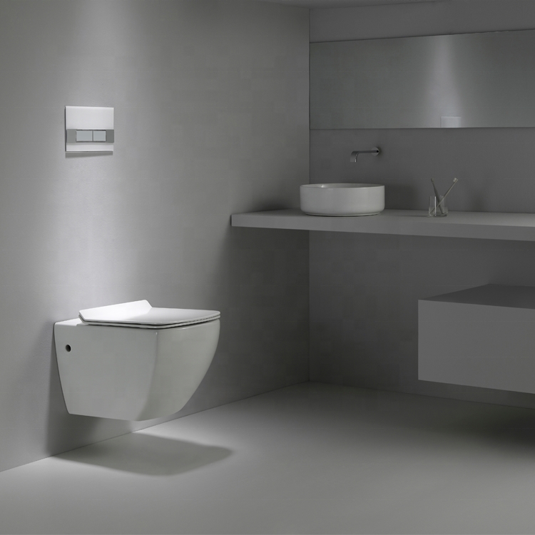 High-Efficiency Ceramic Rimless Wall Hung Toilet with Soft-Close Seat
